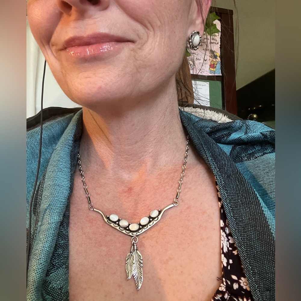 Authentic Navajo sterling silver and mother of pearl. Gorgeous!